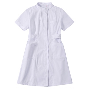 白大褂护士服女短袖夏立领分体套装医院口腔实验室工作服左偏捏折