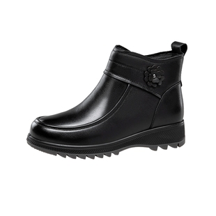 康奈女鞋2025冬季新品时尚休闲百搭时装靴保暖加绒舒适棉靴妈妈鞋