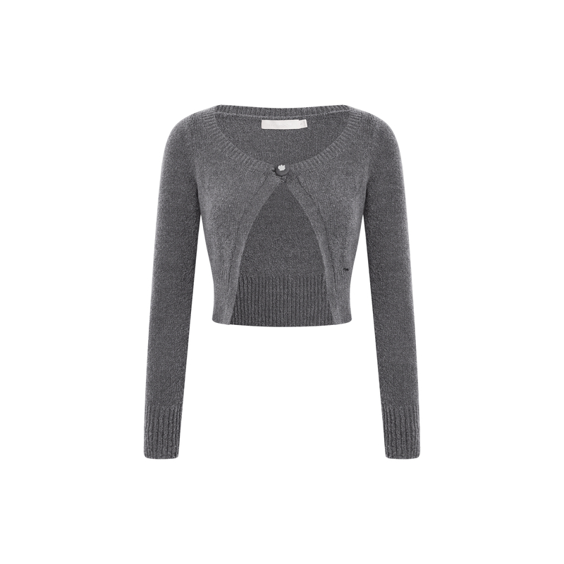 Kroche 25aw 苔藓日记 羊绒羊毛 手钩一粒扣圆领针织开衫小外套