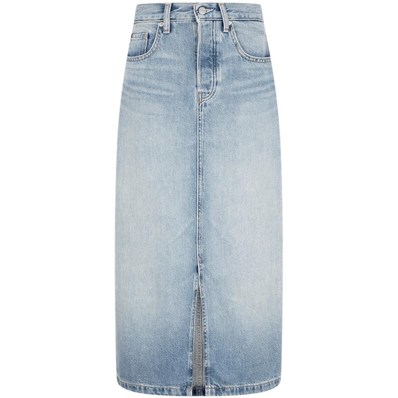 Tommy女纯棉排扣开叉牛仔半身裙