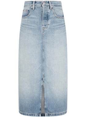 Tommy女纯棉排扣开叉牛仔半身裙