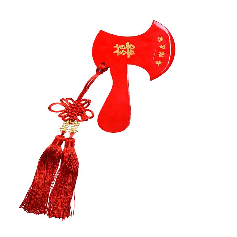 结婚桃木斧子红色坐福乔迁挂件