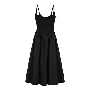 pusumede 层次感拼接 假两件吊带连衣裙女修身针织设计感无袖裙子