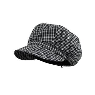 英伦复古画家帽子女款春夏季时尚百搭八角帽休闲格纹显脸小贝雷帽