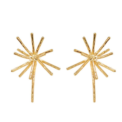 手作风烟花线条ins设计款耳环