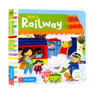 忙碌的火车站英文绘本busy books busy railway 幼儿趣味知识玩具书英文版机关操作纸板书进口英语书籍 纯全英文正版英语书籍