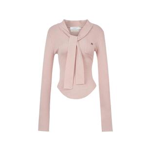 Liilou  clean fit 混纺羊毛 V领绑带针织长袖打底上衣