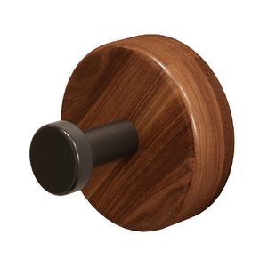 胡桃木吸盘挂钩中古风门后挂钩入户玄关卧室中古风衣帽钩强力粘胶