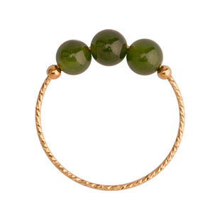 赛赛莉安和田玉碧玉轻奢名媛风14K包金叠戴气质小众个性戒指复古