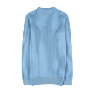 螺纹毛衣男半高领秋冬潮牌弹力紧身打底针织衫中高领韩版修身内搭