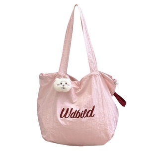 胡子鸡仔帆布包包女单肩包学生大容量休闲通勤托特包小清新布袋包