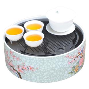 日式陶瓷干泡茶盘配件亚克力制面板简约茶盘茶台单面板圆形隔热板