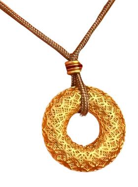 金店同款镂空花丝古钱吊坠