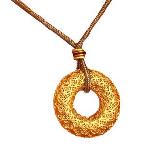 金店同款高货镂空花丝古钱平安扣吊坠项链古法沙金男女同款毛衣链