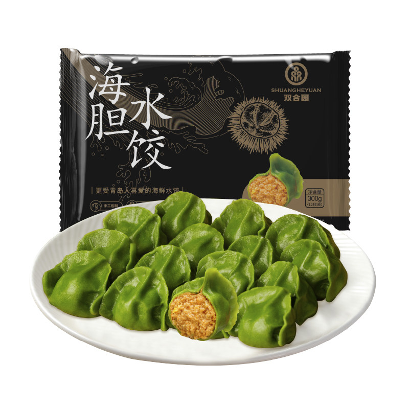 双合园海鲜水饺海胆水饺速冻鲅鱼饺子手工包制方便速食煎饺蒸饺