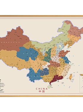 中国地图电表箱装饰画现代简约