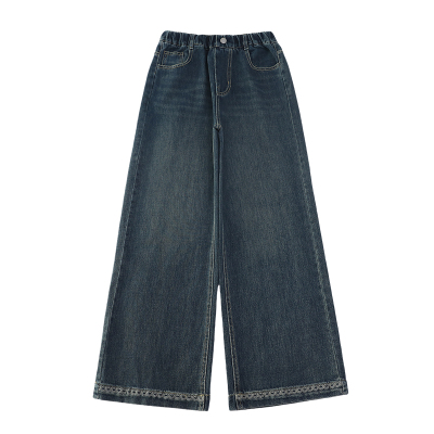 女童加绒裤子秋冬加厚好看牛仔裤