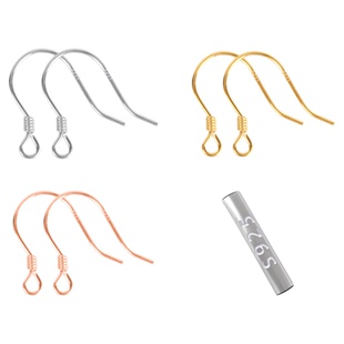 925纯银耳钩空托手工DIY珍珠耳环自制耳坠子银耳饰配件防敏银耳勾