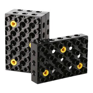 大颗粒积木配件45002百变工程套装机械齿轮4*6带孔砖24孔黑底板