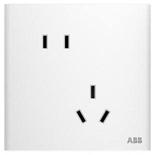 ABB开关插座面板轩璞超薄斜五孔带一开单双控3孔16a空调专用家4孔