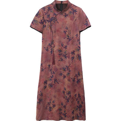 高端品牌花罗香云纱真丝连衣裙女