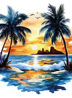 夏日海滩卫生间防水贴