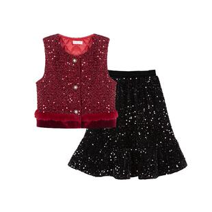 富罗迷女童套装冬装2025新款新年红色冬季好看过年时髦洋气两件套
