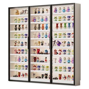 轻奢手办柜超薄展示柜玻璃门落地盲盒柜定制泡泡玛特模型收纳柜子