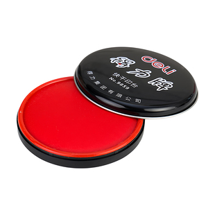 得力印台红色快干印泥手印印章9859铁盒工艺印泥专用印尼盖章红泥印按手印小印泥财务会计办公用速干油性