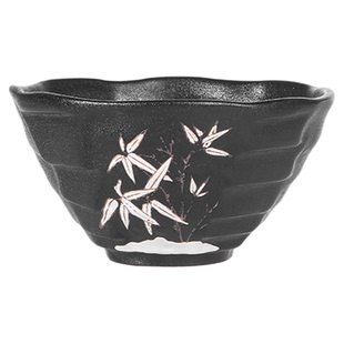 三分陶瓷釉下彩深盘陶瓷饭碗黑色家用日式复古陶瓷碗盘高级感餐具