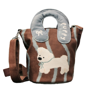 彩衣堂国风复古美拉德手拎单肩腋下斜挎通勤猫爪水桶包文创礼物