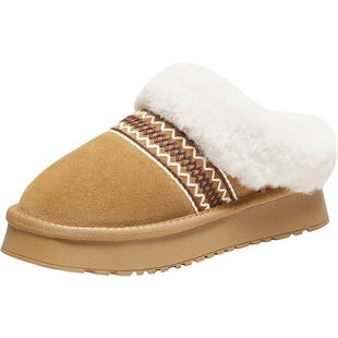 TATA他她雪地靴毛绒棉拖鞋包跟加绒保暖鞋毛毛防滑女鞋子CWY01DH5