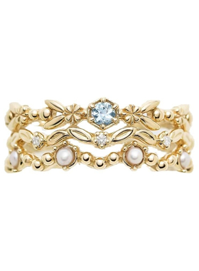 日系轻首饰天然托帕石戒指套装