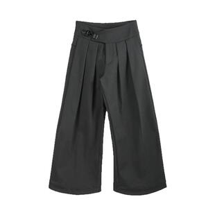 BEVAN UP|Slide buckle*灰纱 封腰滑扣廓形西裤打褶阔腿长裤