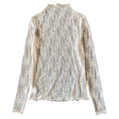 秋冬半高领蕾丝打底衫女2025新款洋气薄款网纱小衫毛衣内搭纱衣女