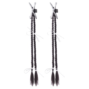 假发辫子女抓夹马尾芭蕾风丝带麻花长辫子发饰旗袍新中式马尾假发