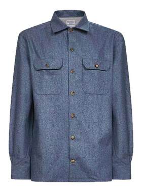 BC Brunello Cucinelli 男士高级质感老钱风羊毛长袖衬衫 301574