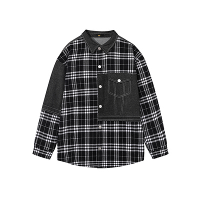 hoo男童外套衬衫中大童格子衬衣青少年男生秋装长袖初中生开衫潮