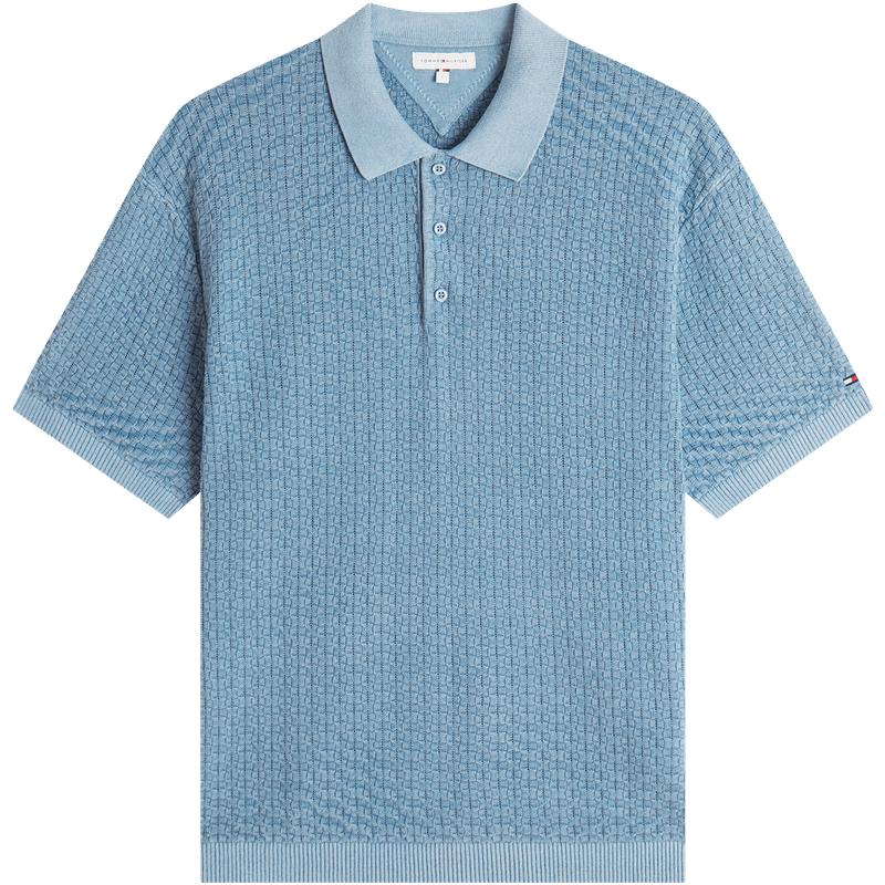 Tommy男装纯棉肌理感POLO针织衫