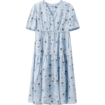 播商场同款海边度假碎花连衣裙女夏季新款收腰长裙BDS2LD2480