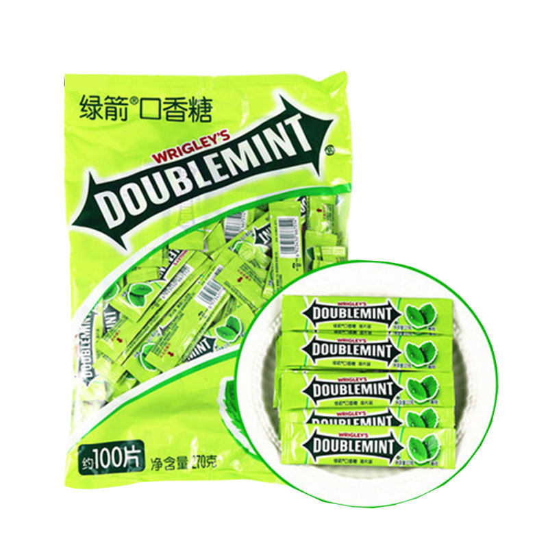 绿箭 口香糖100片装箭牌薄荷味清新口气接吻口嚼糖清凉糖果 1袋