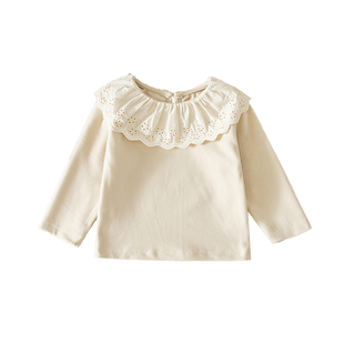女童加绒打底衫秋冬季2025新款女孩好看蕾丝纯色内搭儿童纯棉上衣