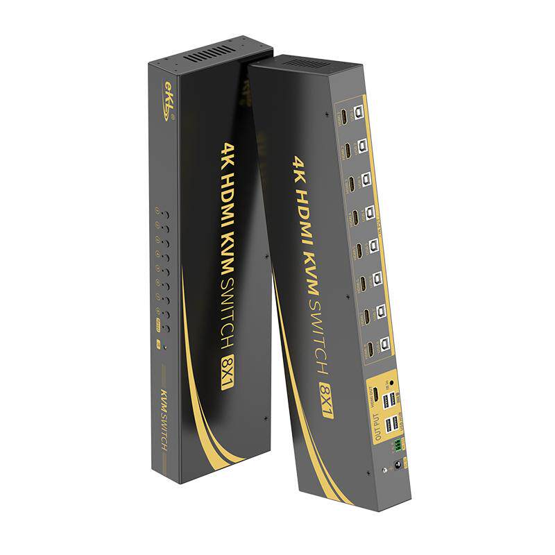 EKL-81HK KVM切换器HDMI自动8口USB 8进1出显示器键盘鼠标打印机共享器 服务器切换 可上机架 带遥控支持热键