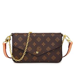 超火复古小包包女式2025新款小众老花链条信封包高级感单肩斜挎包