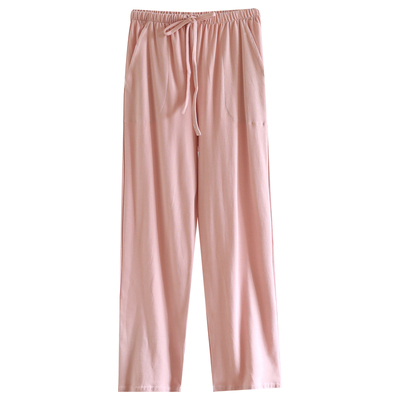 日系纯色情侣款纯棉直筒睡裤春秋