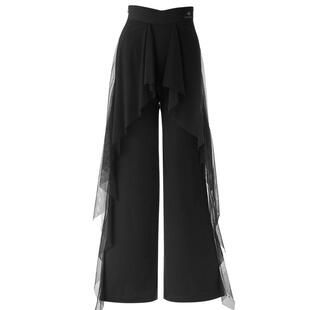 朵俏摩登舞舞蹈裤女新款拉丁舞裤子交谊舞高腰阔腿裤跳舞裤练功服