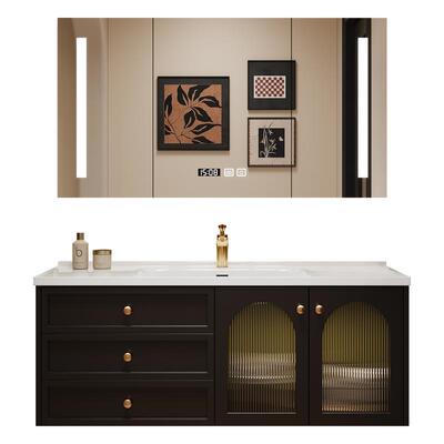 橡木浴室柜四季沐歌陶瓷一体盆