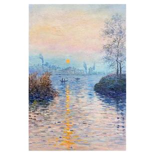 手绘油画莫奈日出印象客厅装饰画大芬村油画现代玄关落地艺术挂画