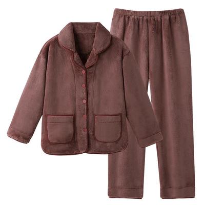 睡衣女士秋冬法兰绒长袖家居服