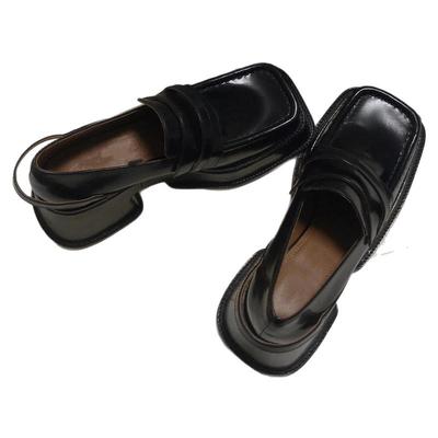 英伦风复古小皮鞋粗跟高跟单鞋女